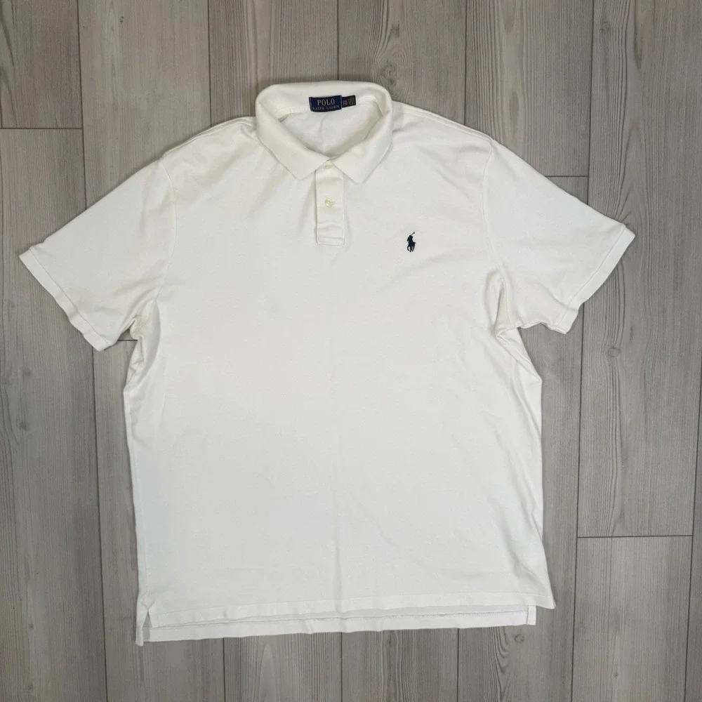 Polo‎ Ralph Lauren POLO Shirt White Mens XXL Classic Fit Short Sleeve READ